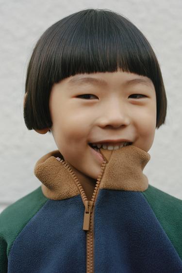 SWEAT POLAIRE COLOR BLOCK À ÉTIQUETTE - Vert de Zara - Image 8