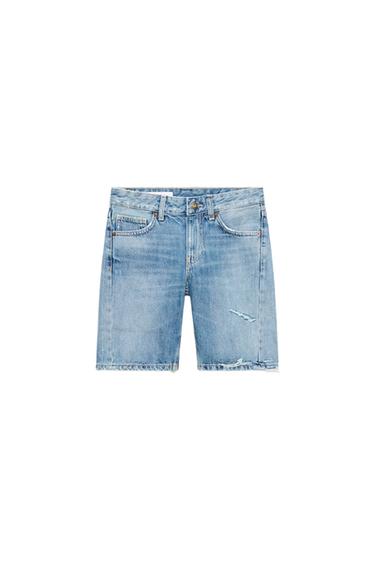 TRF MID-WAIST DENIM BERMUDA SHORTS - Blue by Zara
