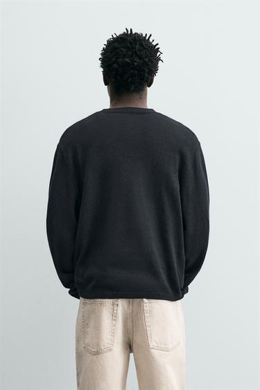 COTTON-LINEN REGULAR FIT JUMPER - Dark navy by Zara - Image 2