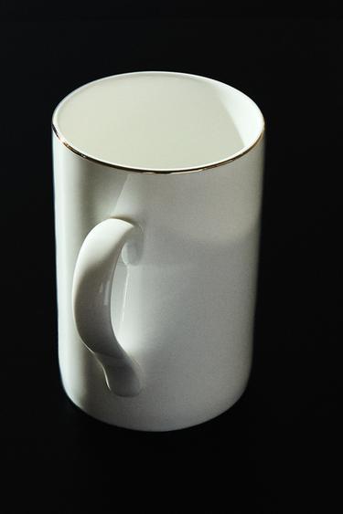 RIMMED BONE CHINA MUG - Gold by Zara - Image 5