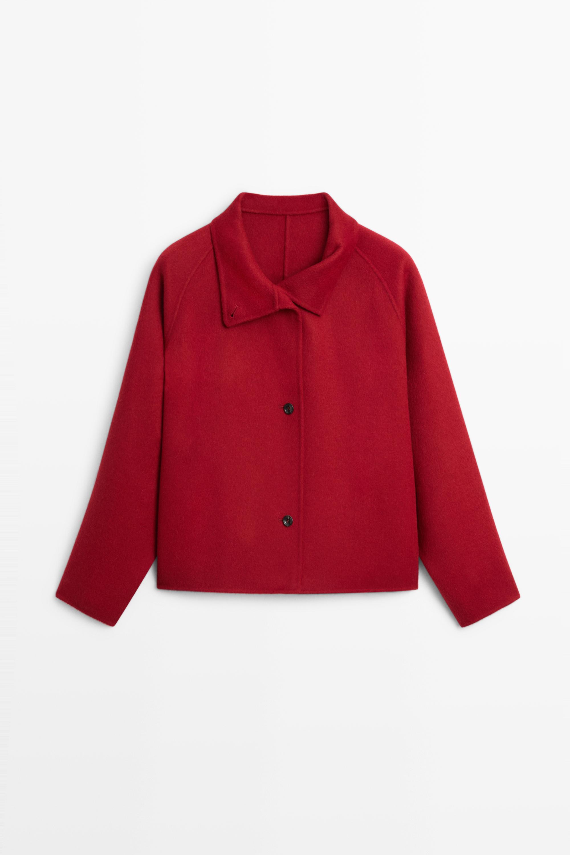 Court manteau col montant mélange laine
