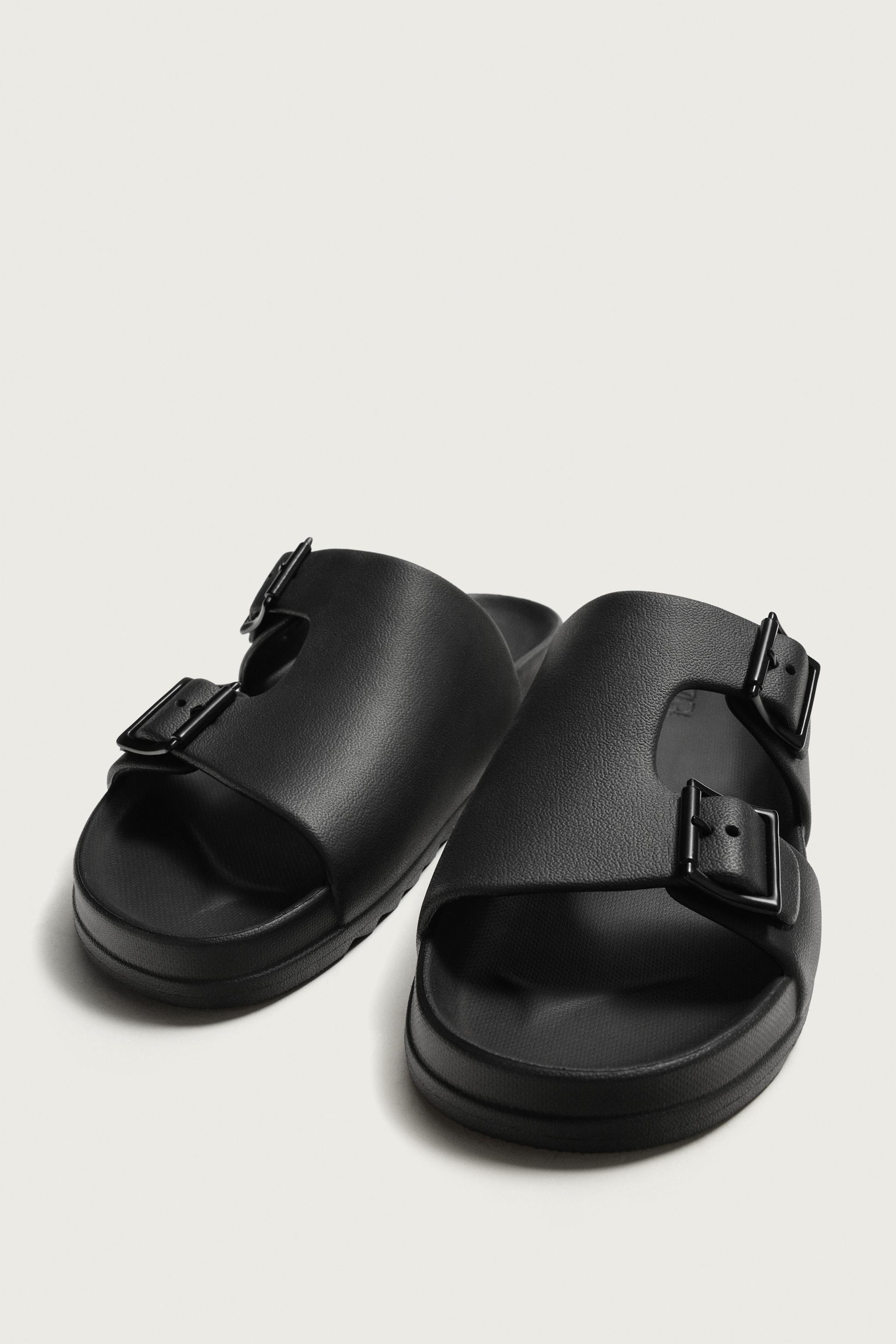 Мужские сандалии Zara RUBBERIZED DOUBLE STRAP SANDALS — фото 5