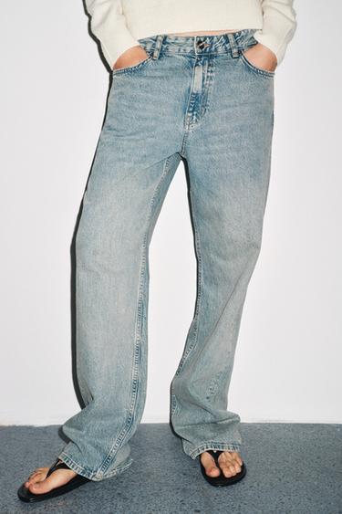 Zara ZW COLLECTION RELAXED 中腰牛仔褲 - 淡藍色