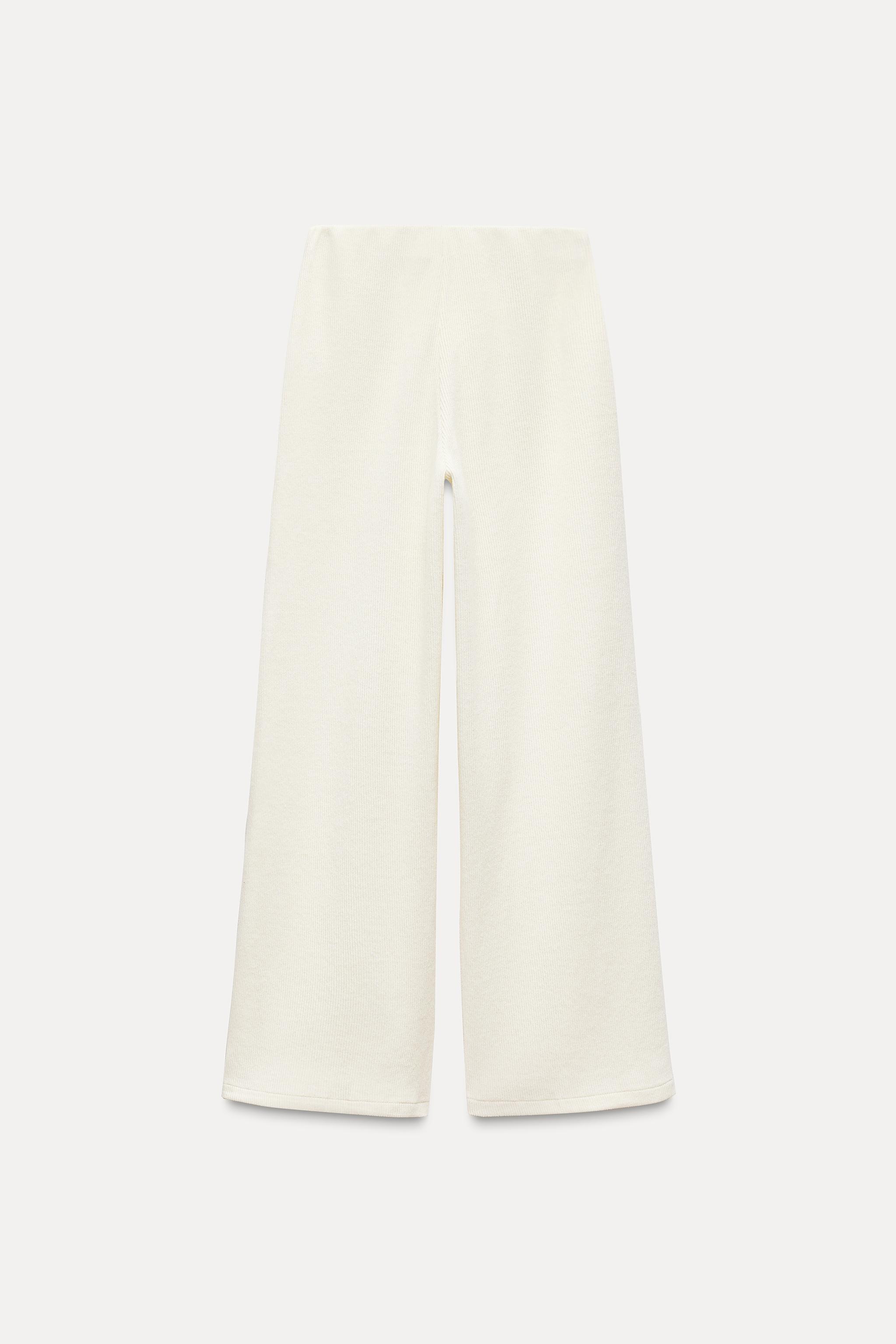 SOFT FEEL RIBBED PANTS - Ecru | ZARA United States