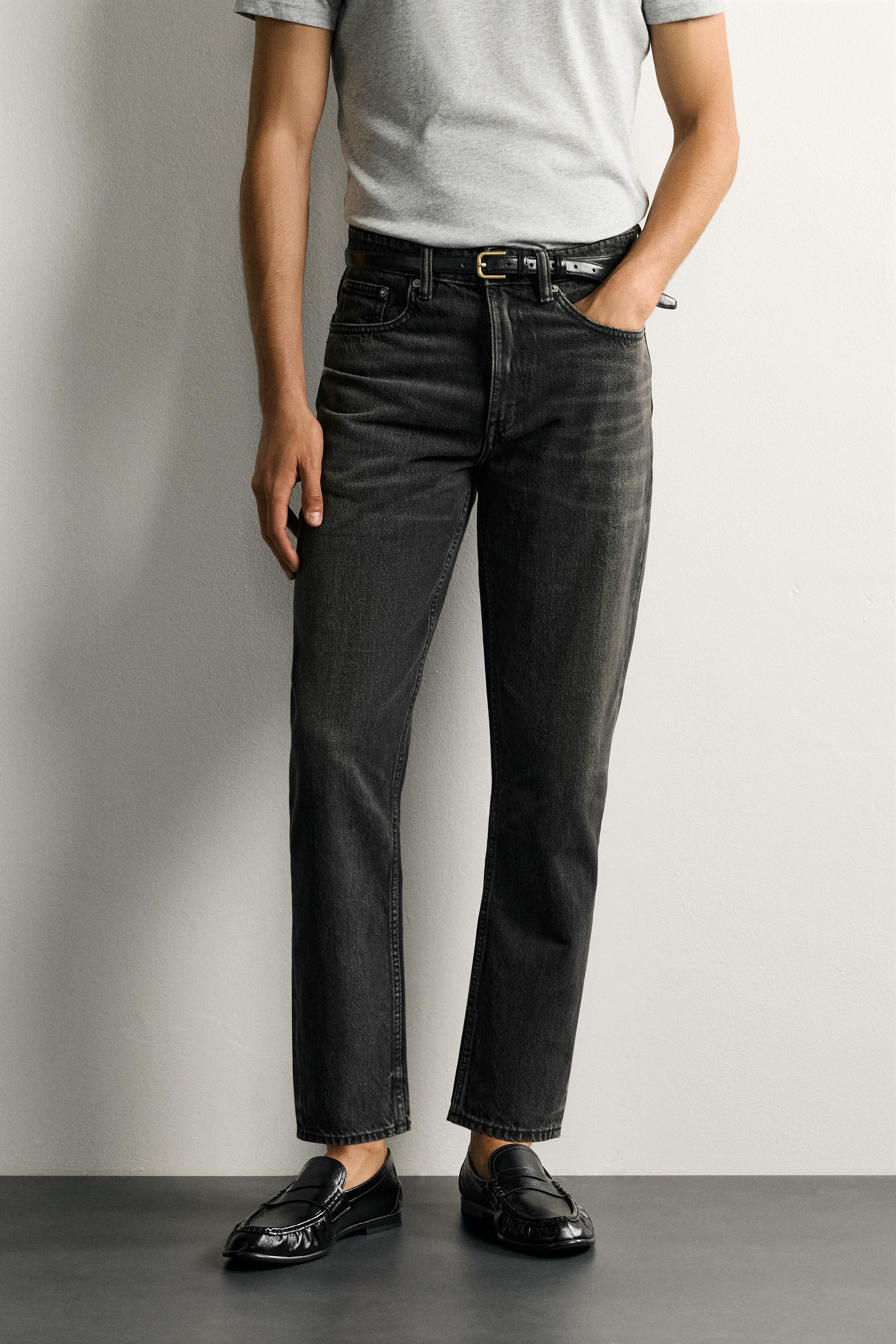 SLIM TAPERED FIT JEANS — Charcoal
