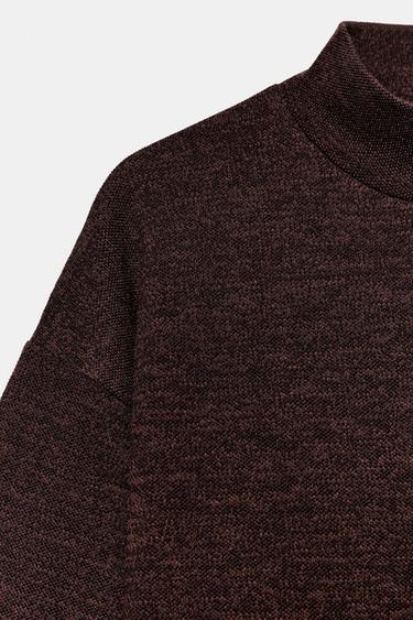 T-SHIRT PIQUÉ À COL CHEMINÉE - Marron foncé de Zara - Image 6