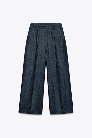 PANTALÓN CULOTTE LINO - Índigo de Zara