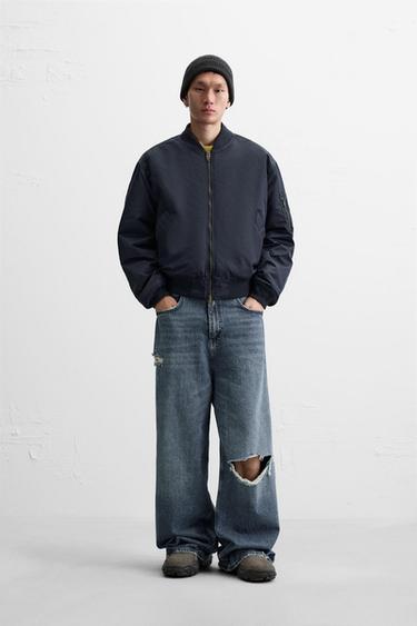 CAZADORA BOMBER TÉCNICA - Marino de Zara - Imagen 0