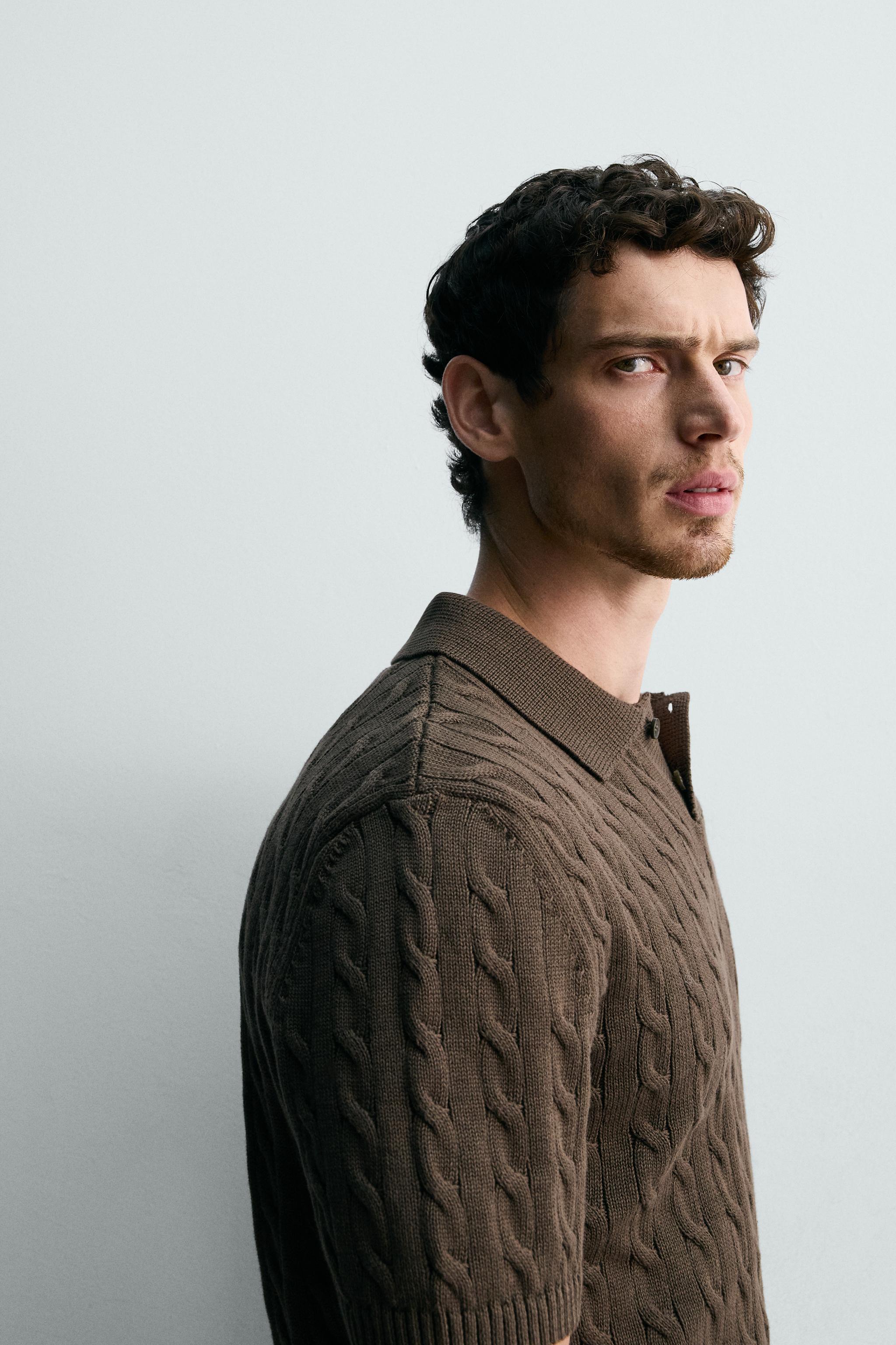 BRAIDED TEXTURED KNIT POLO
