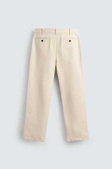 PANTALON PLIS CHEVRONS - Écru de Zara - Image 7