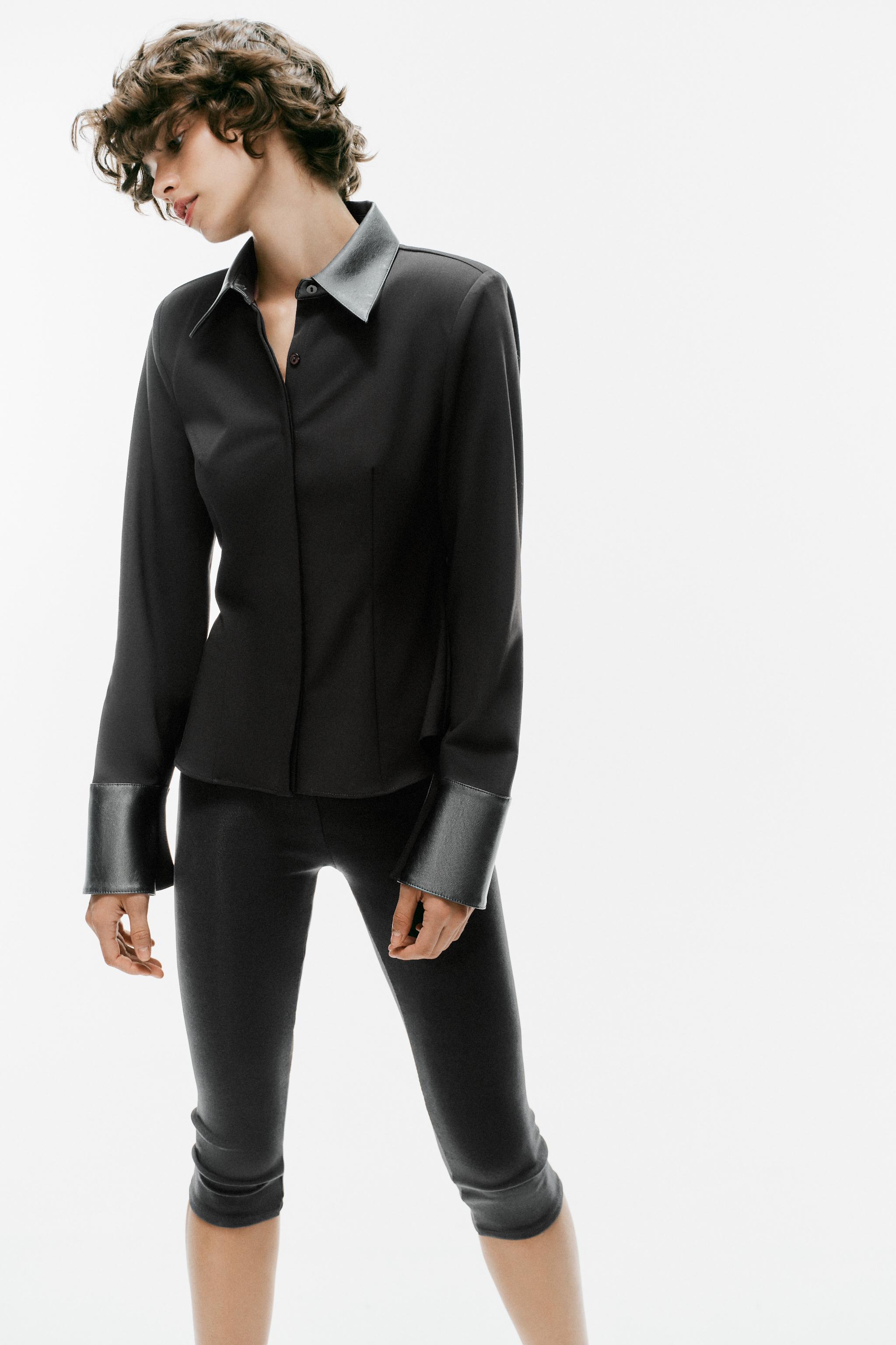 Женские рубашки Zara SHOULDER PAD CONTRAST SHIRT — фото 7