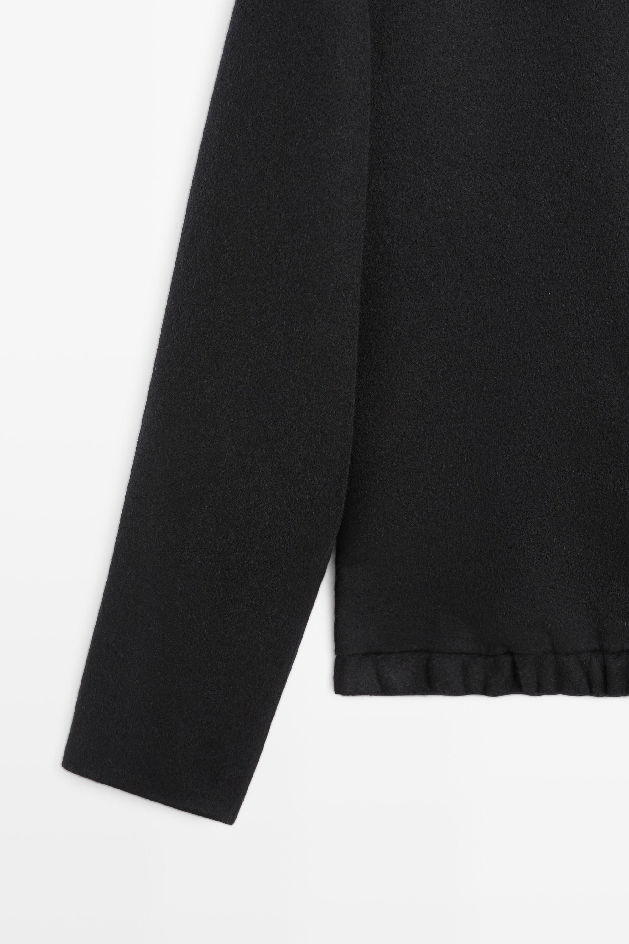 Wool blend double-faced mock neck sweatshirt