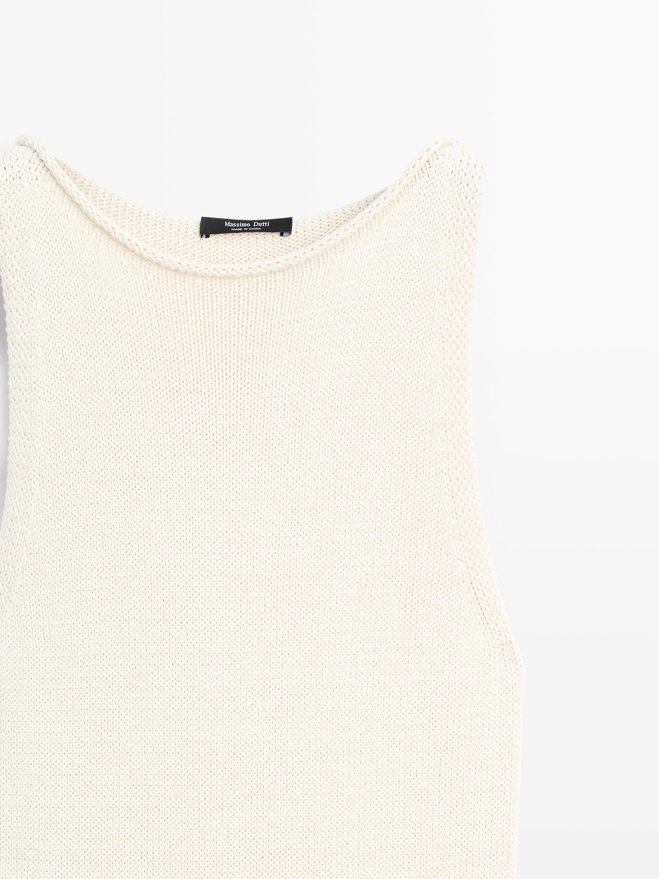 Robe midi maille contrastante 100 % coton