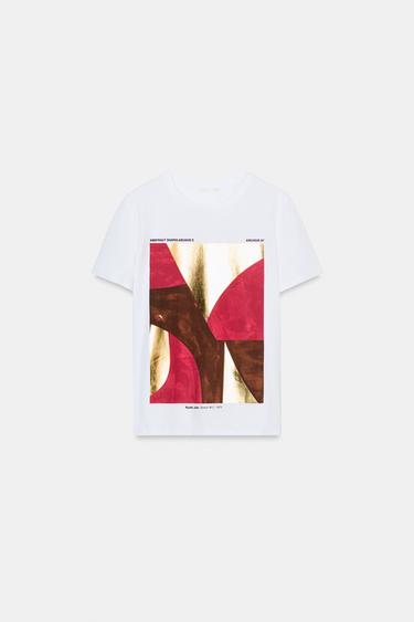 METALLIC PRINT T-SHIRT - White by Zara