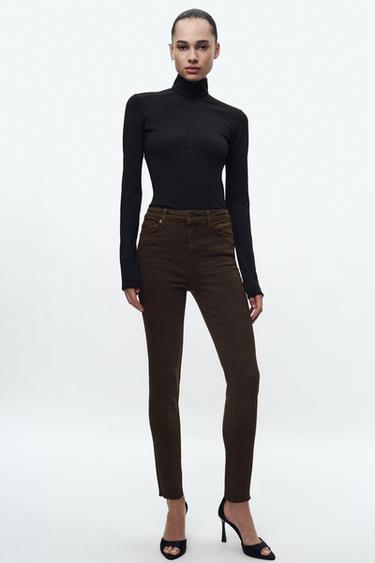 ZW COLLECTION SKINNY HIGH-WAIST JINSI - Jigarrang Zara tomonidan - Tasvir 0
