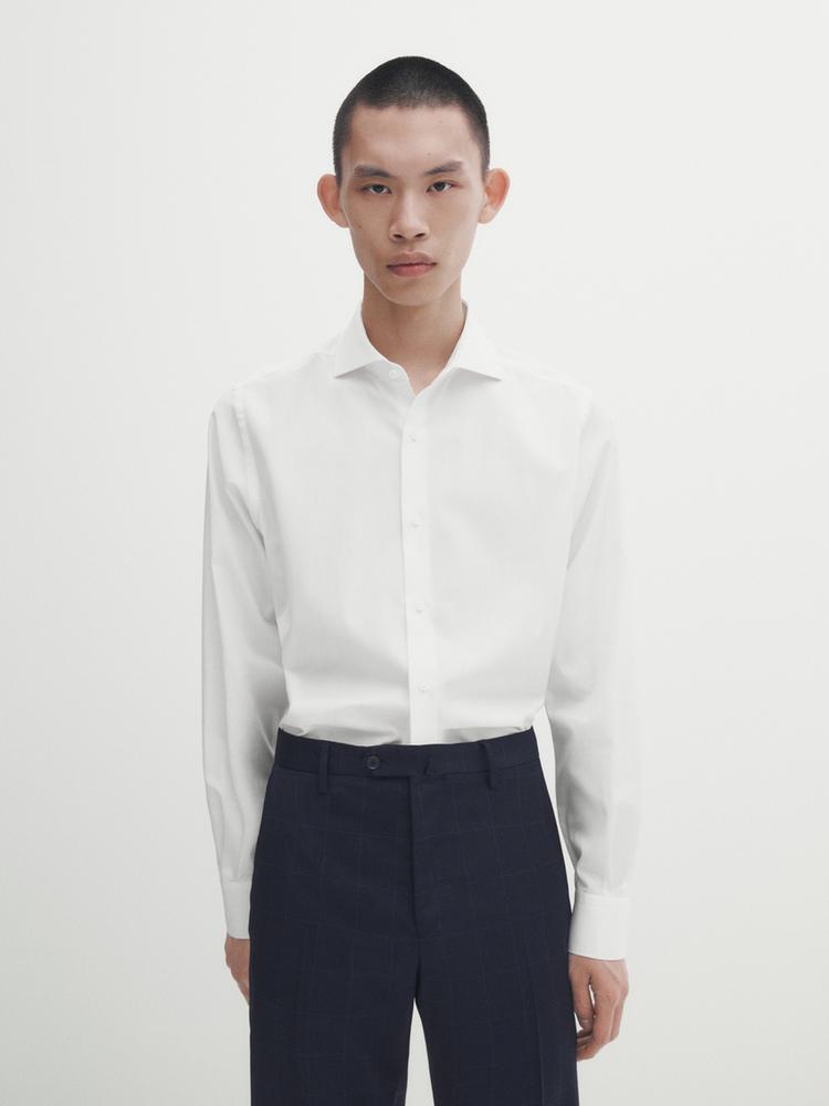 Camisa Blanca Camisa ZARA Slim Fit Hombre Blanca, Ajustada