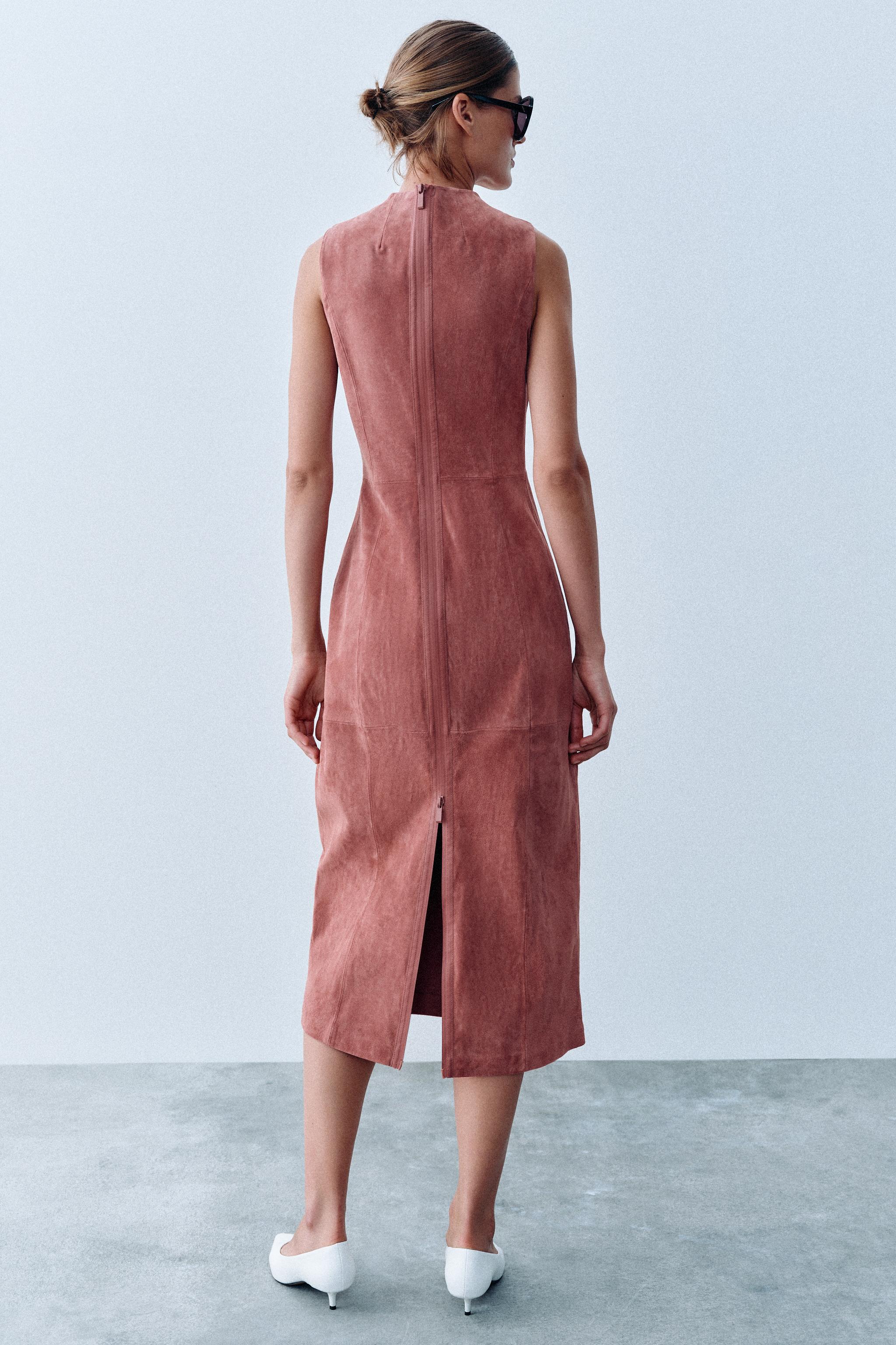 100% LEATHER MIDI DRESS