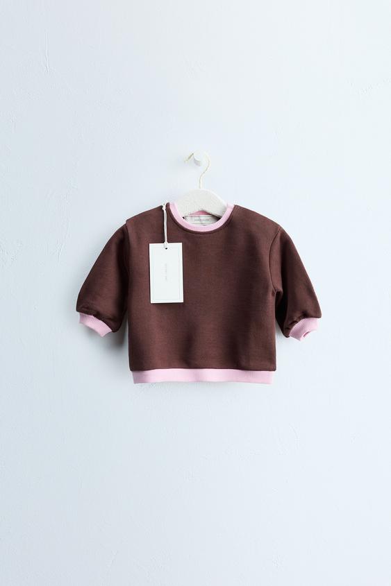 Zaras Zara Timeless – sweatshirt med kontrast - Brun - Bild 0