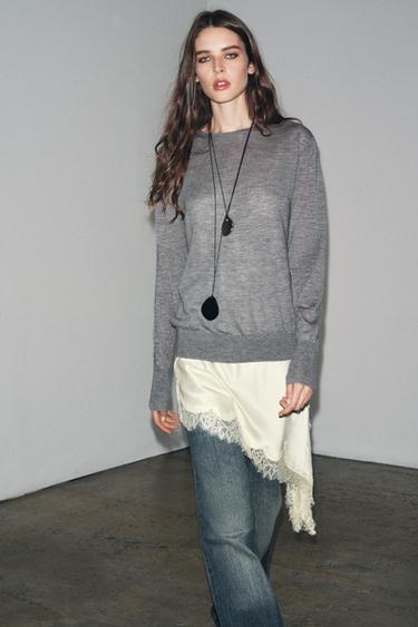PULL 100 % CACHEMIRE EXTRA-FIN - Gris de Zara