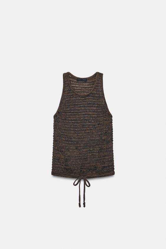 ADJUSTABLE WAIST KNIT TOP - Chocolate brown by Zara - Image 0