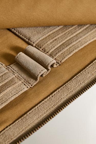 SUEDE DOCUMENT FOLDER - Ecru / Red by Zara - Image 3