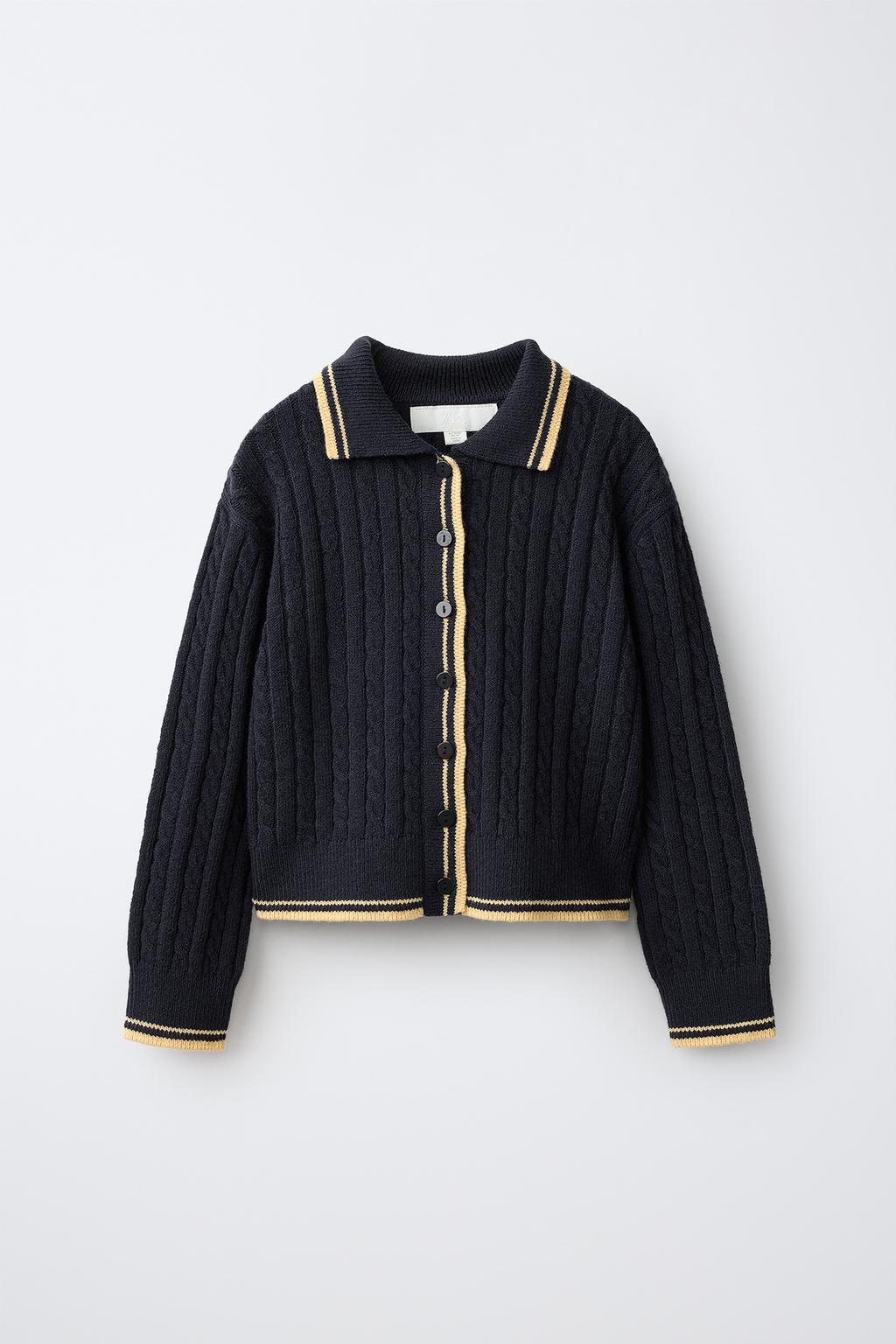 VARSITY CABLE-KNIT CARDIGAN
