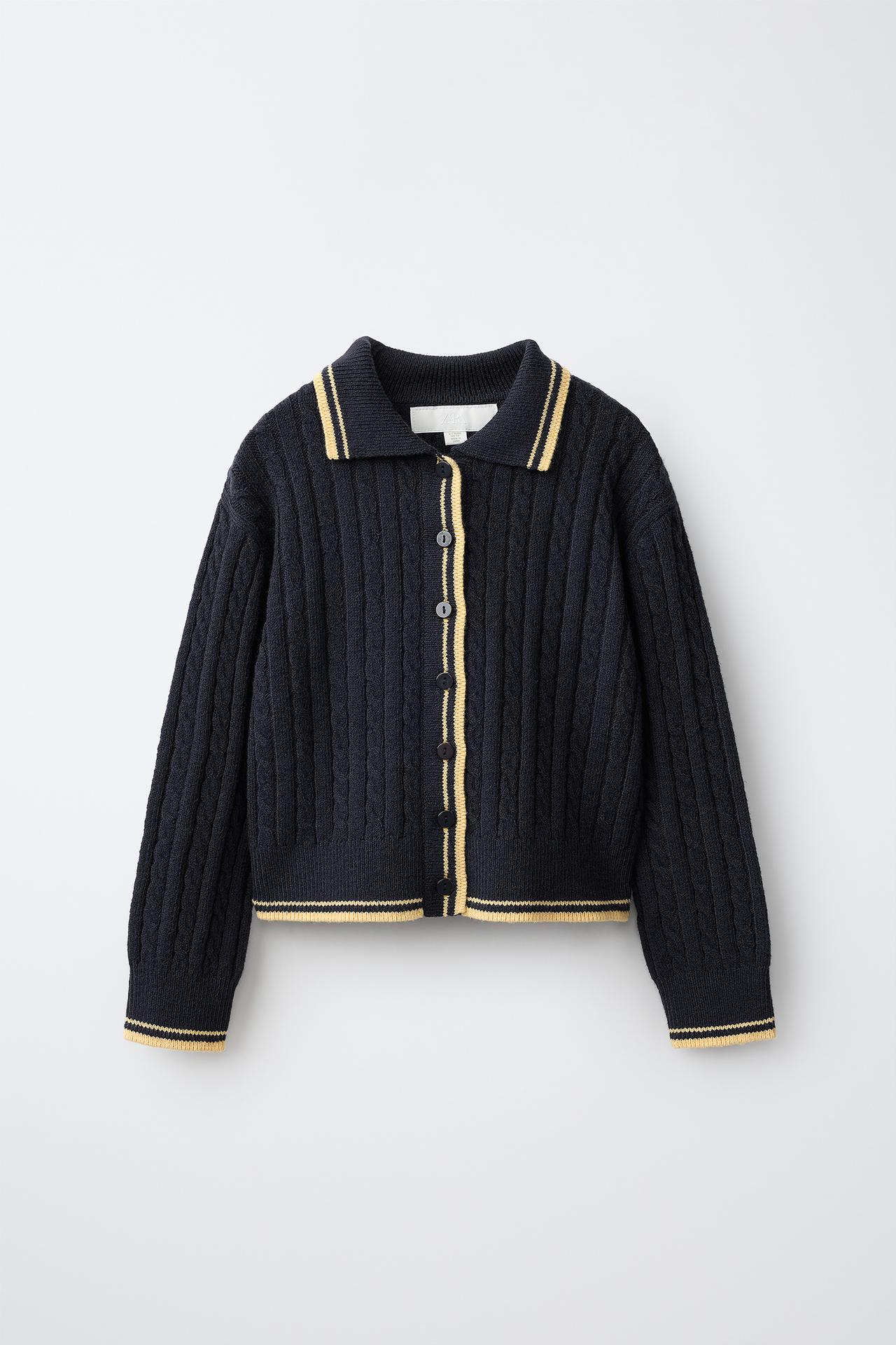VARSITY CABLE-KNIT CARDIGAN