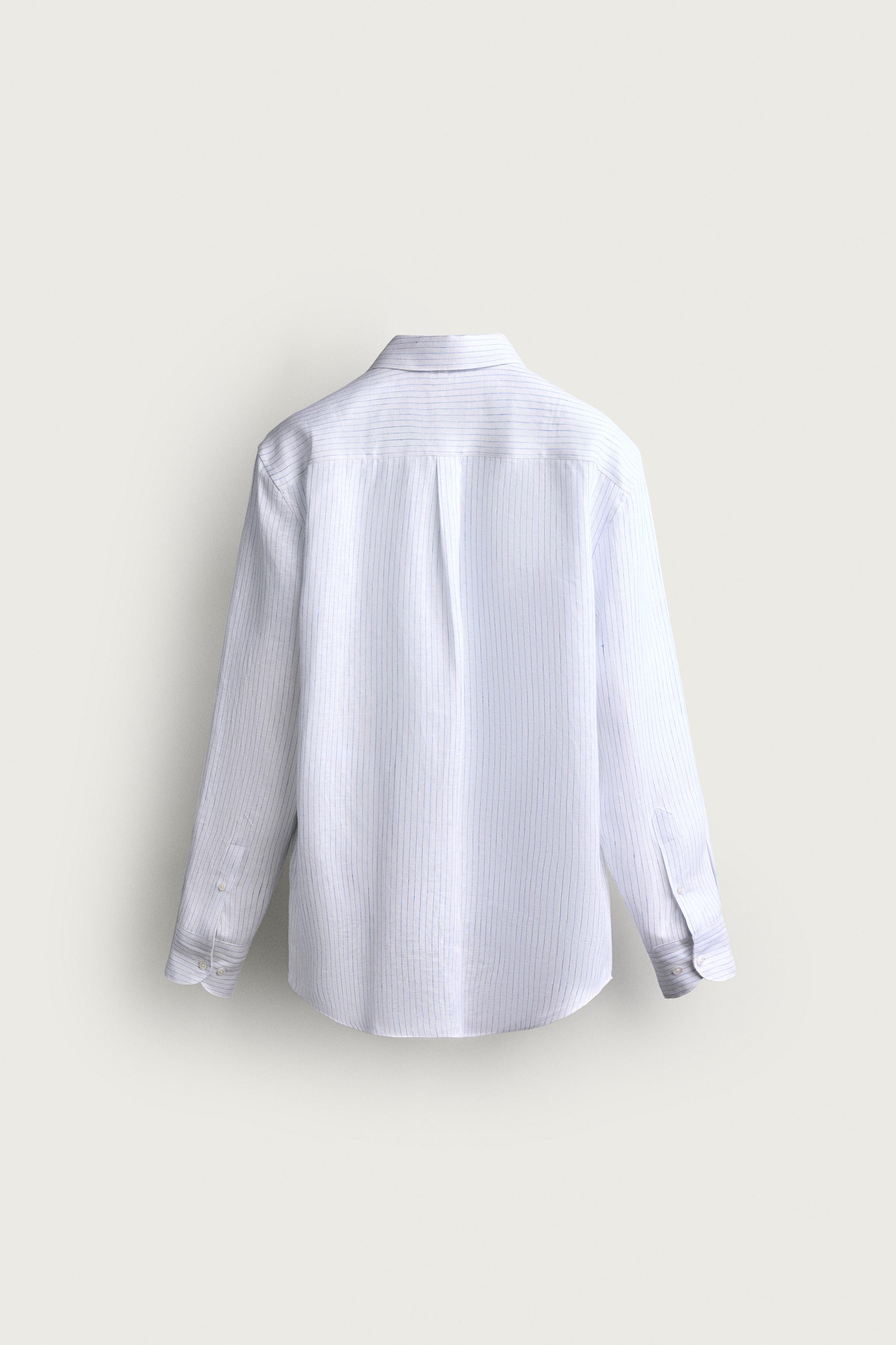 Zara %100 KETEN REGULAR FIT GÖMLEK görsel 8