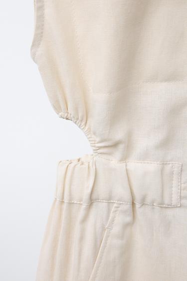 LONG LINEN BLEND JUMPSUIT - Light beige by Zara - Image 3