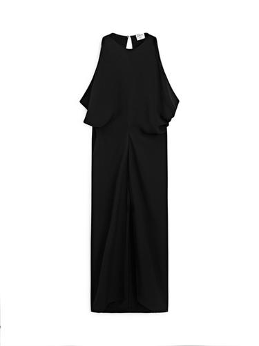 Robe midi à plis - Noir de Zara