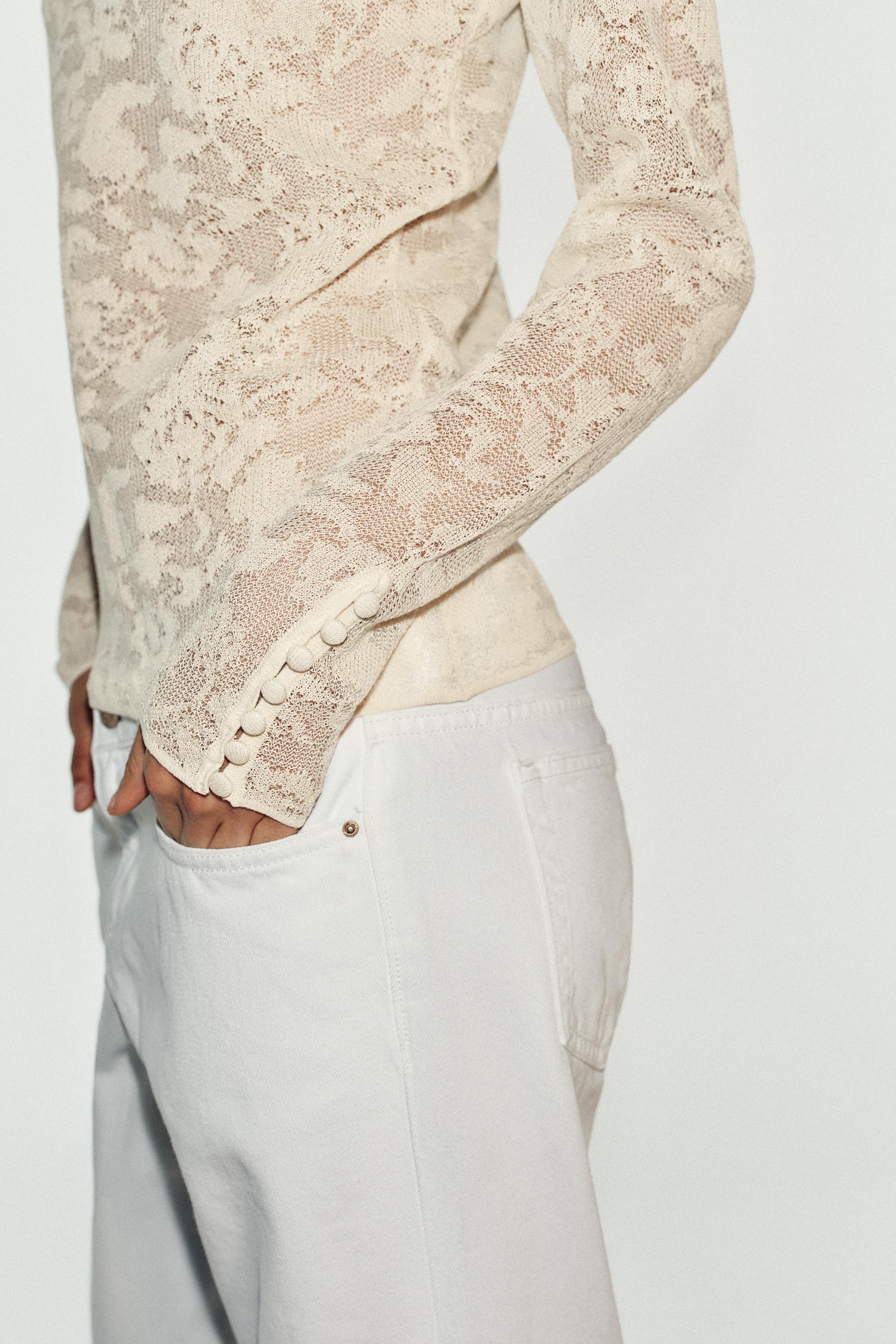 Женские свитеры Zara FLORAL JACQUARD KNIT TOP — фото 4