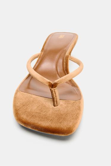VELVET-EFFECT SANDALS - Ochre by Zara - Image 4