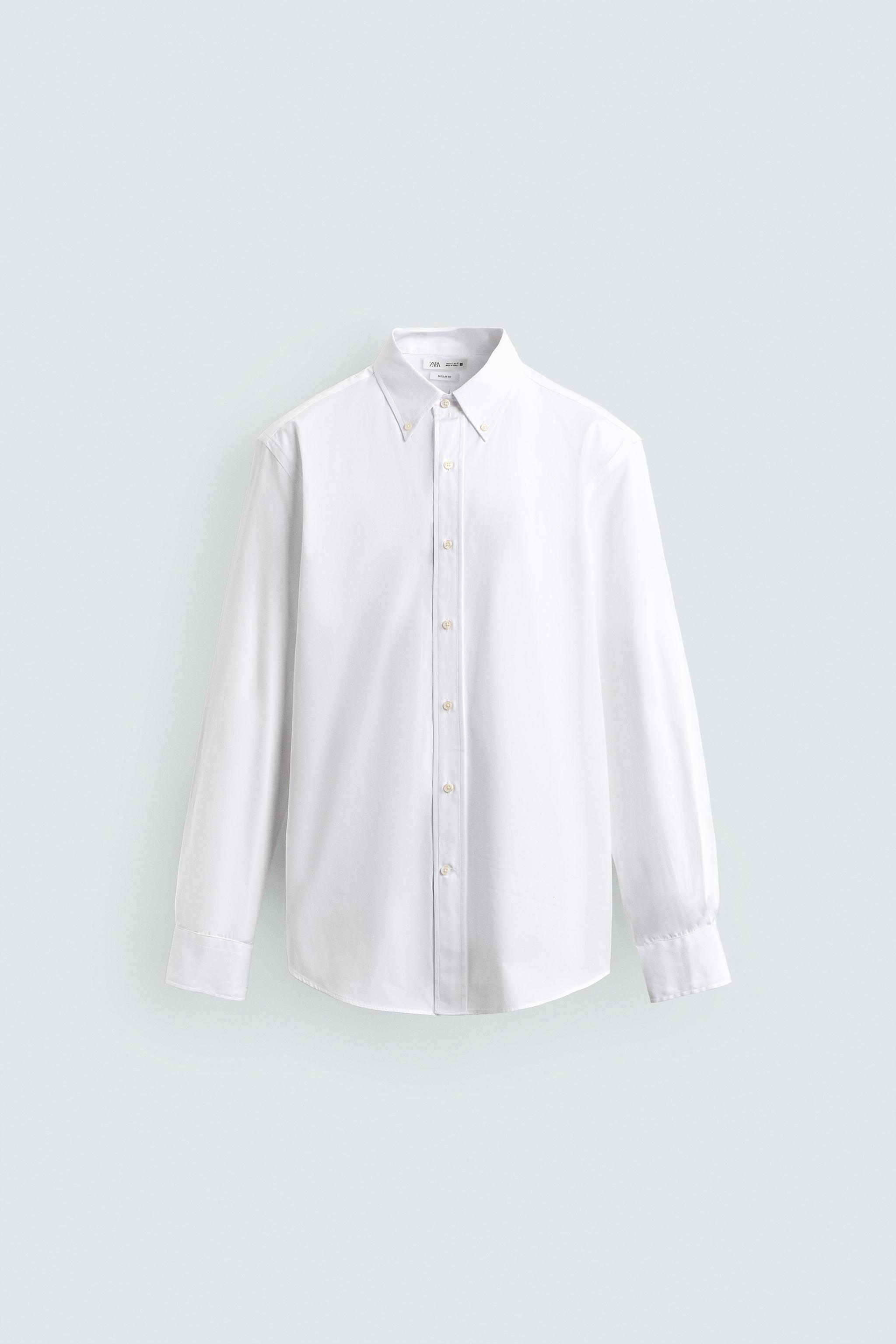 REGULAR FIT COTTON SHIRT — White