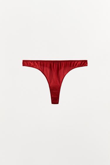 TANGA CON SEDA TEXTURA - Rojo de Zara