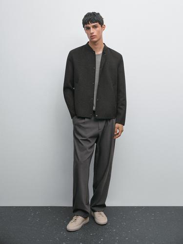 Zara Double-layer wool blend bomber jacket - Anthracite grey - Image 0