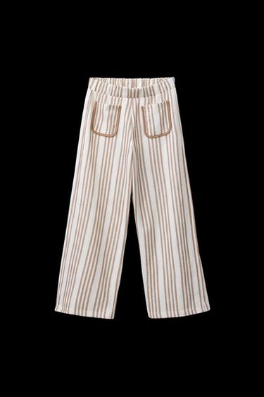 GESTREIFTE HOSE MIT BIESENTASCHEN - Beige von Zara - Bild 0
