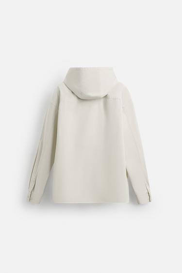 OVERSIZE FIT HOODED OVERSHIRT - White / Grey by Zara - Image 9