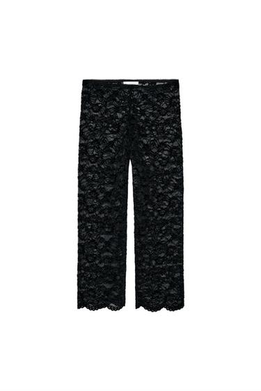 LACE CAPRI LEGGINGS - Black by Zara