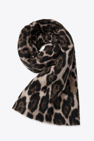 FOULARD À IMPRIMÉ ANIMAL - Marron / Taupe de Zara