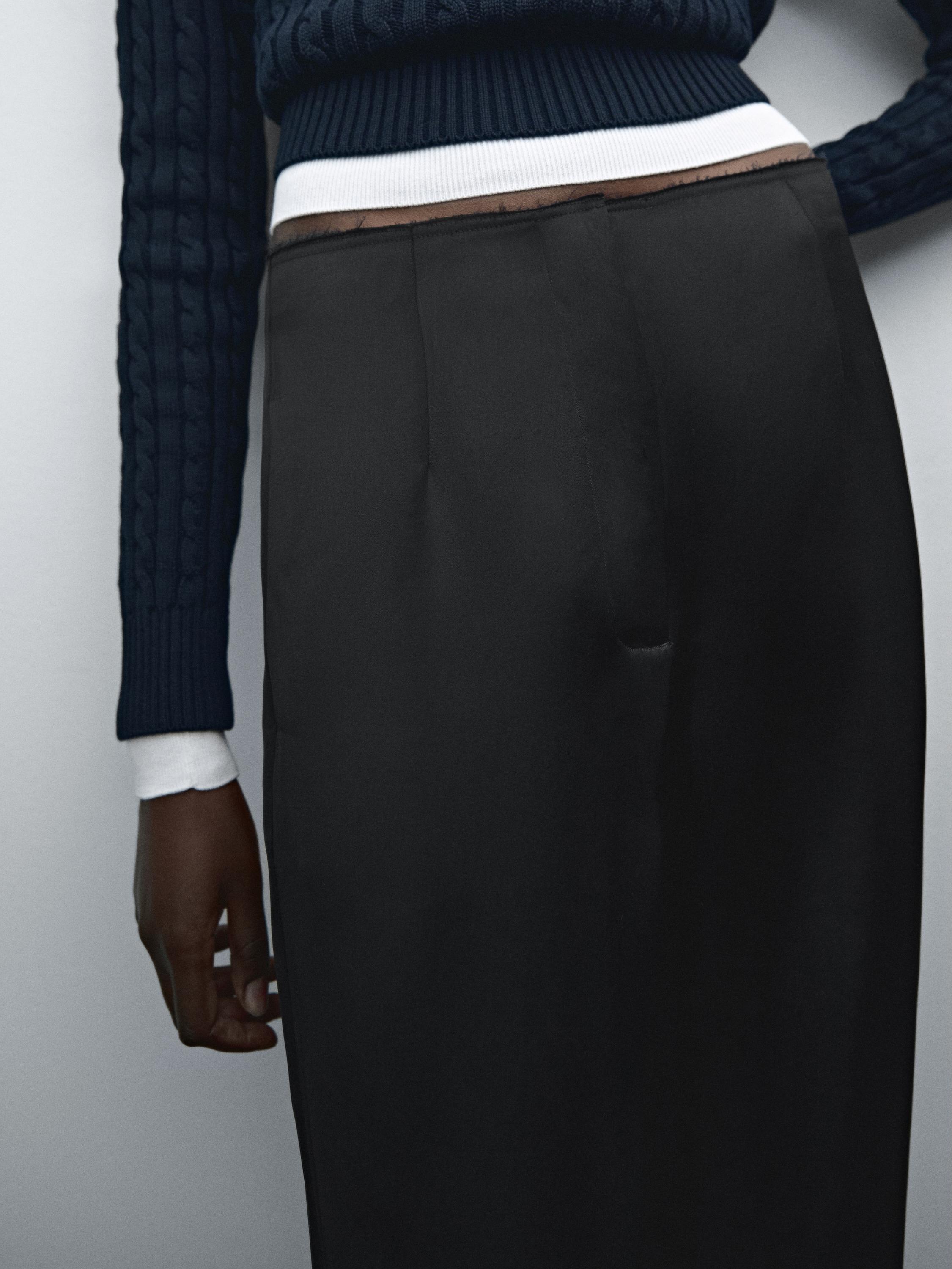 Flowing textured satin trousers