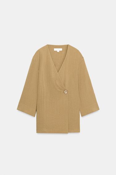VESTE CROISÉE À FENTES LATÉRALES ENSEMBLE - Marron clair de Zara - Image 6