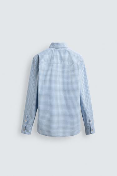RELAXED FIT CHECK SHIRT - Sky blue by Zara - Image 8