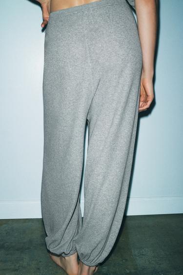 COTTON BLEND KNIT SAROUEL TROUSERS - Grey by Zara - Image 2
