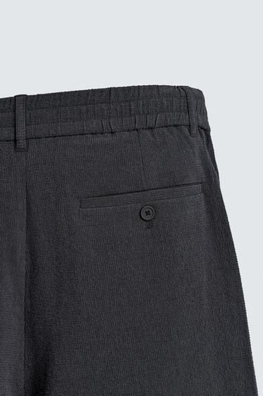 IRREGULAR TEXTURE PLEATED BERMUDA SHORTS - Dark grey by Zara - Image 8
