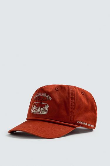 WASHED PRINT CAP - Red by Zara