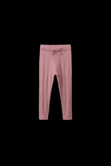 Zara CABLE KNIT LEGGINGS - Mid-pink