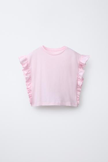 CAMISETA LISA VOLANTES - Rosa de Zara