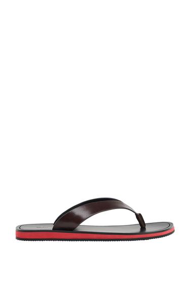 SANDALIA PLANA PIEL - Multicolor de Zara