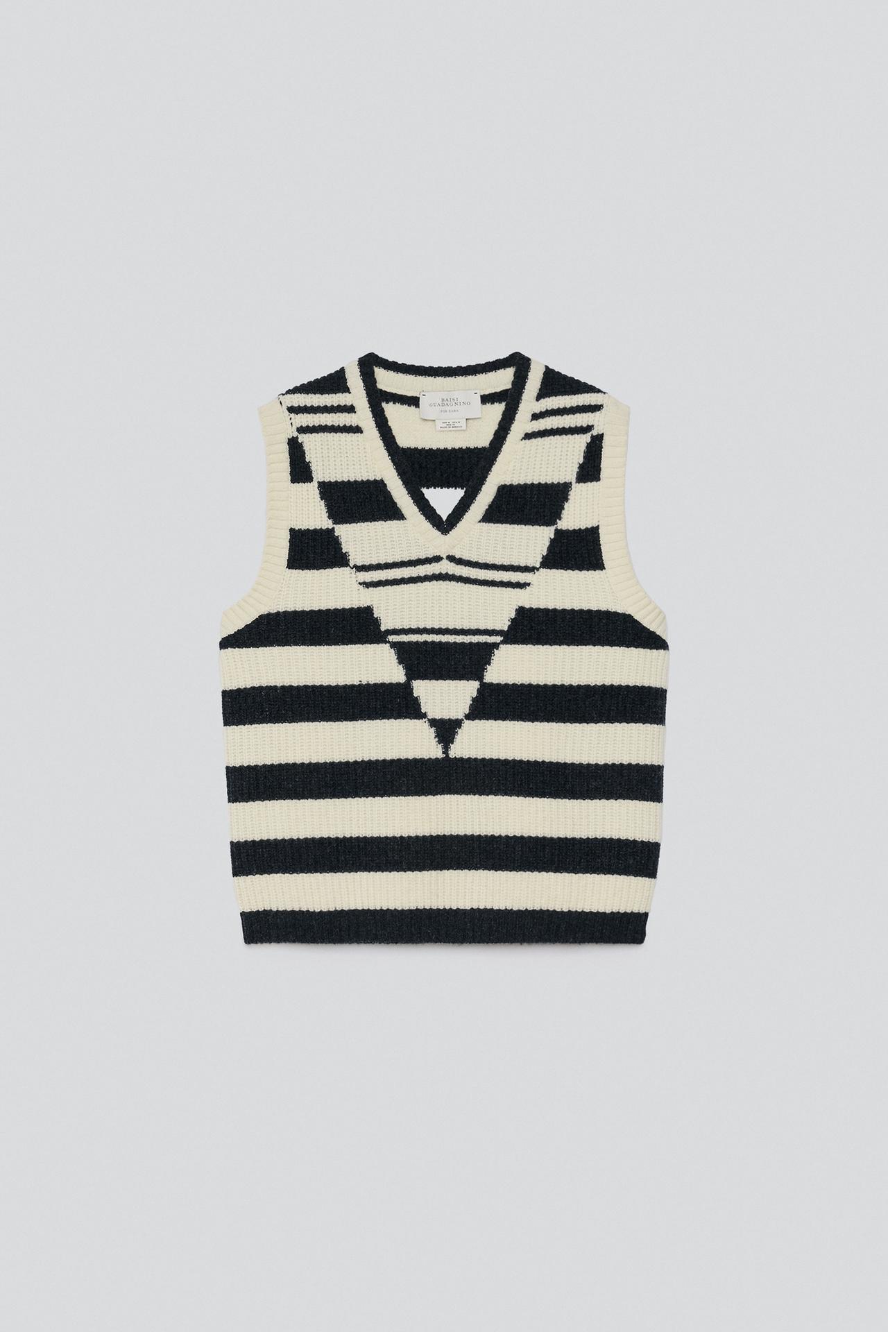 WOOL STRIPED KNIT VEST — striped