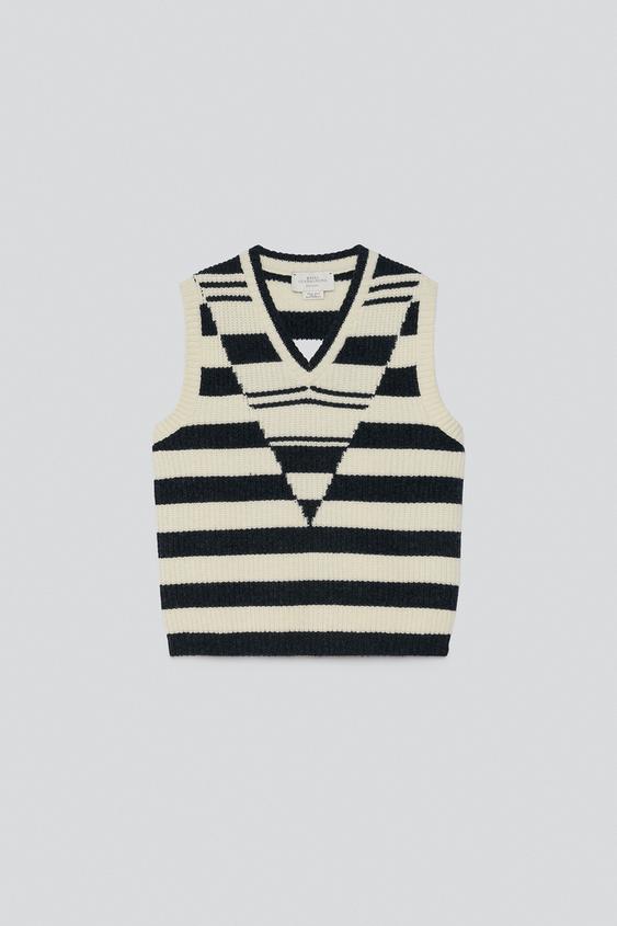 WOOL STRIPED KNIT VEST - striped by Zara - Image 0